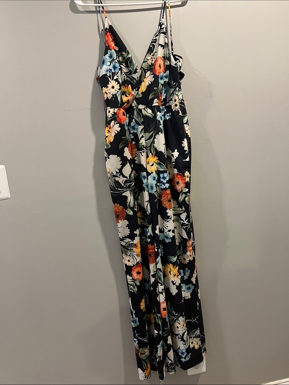 Yumi Kim Black Floral V-Neck Wide-Leg Jumpsuit